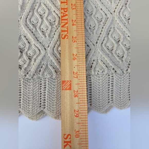 Vintage Aran Knit Capelet Poncho Cream Off White Button Front Japan - Picture 16 of 16